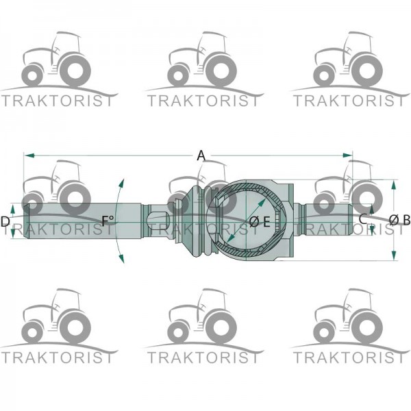 Axialgelenk rechts und links, 32° mit Anschlag für Deutz